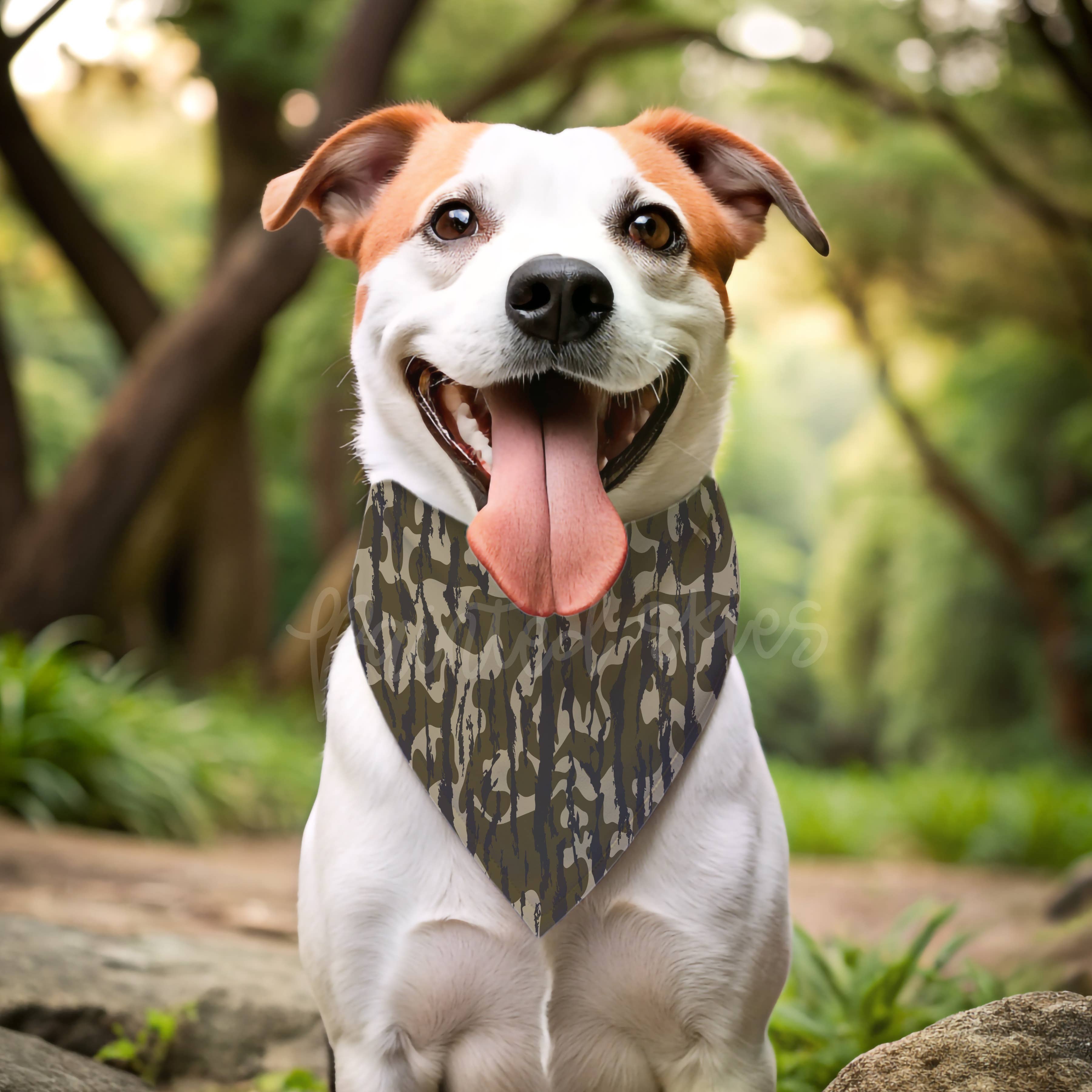 Bottomland Camo Collar Slip On Dog Bandana: Large