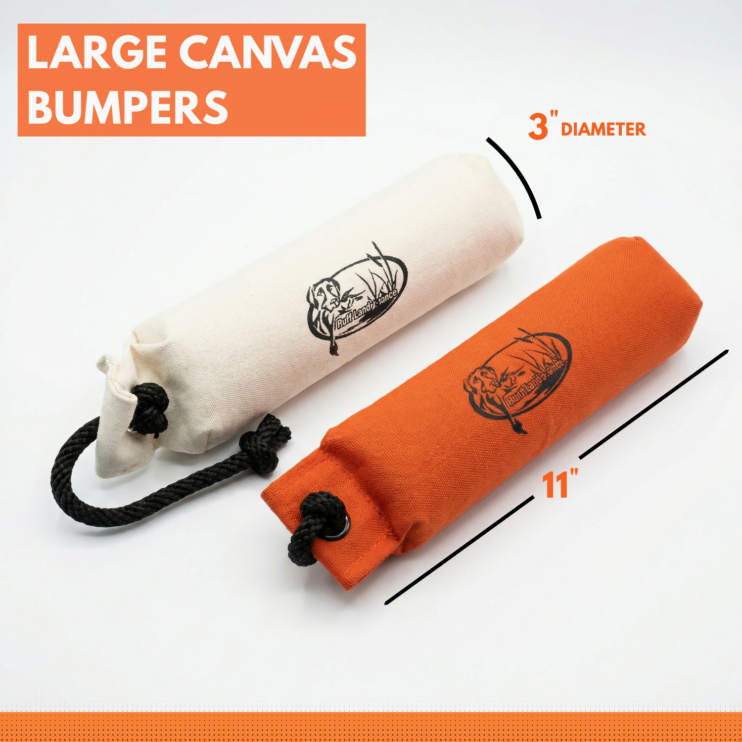 HuntEmUp 3 in Canvas Dog Training Bumper White