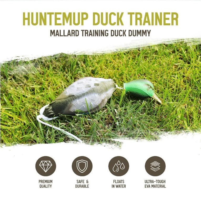 HuntEmUp Hunting Dog Essentials Training Kit - Mesh Bumper Storage Bag + Dead Fowl Mallard Dummy + Whistle & Lanyard + Training Chain